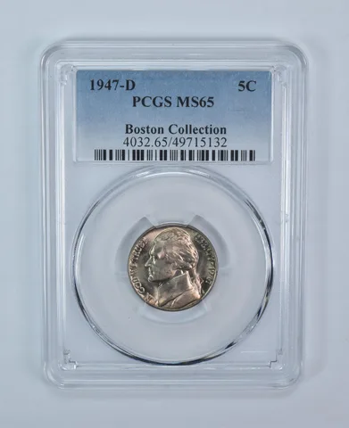 1947-D Jefferson Nickel Boston Collection MS65 PCGS Blue Label