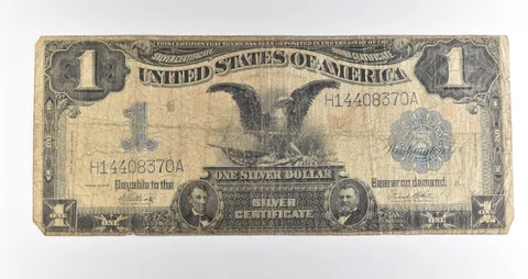 1899 $1 Silver Certificate Black Eagle Blue Seal Large Note *4505