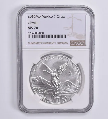 2016 MO Mexico 1 Onza Silver MS70 NGC Brown Lbl