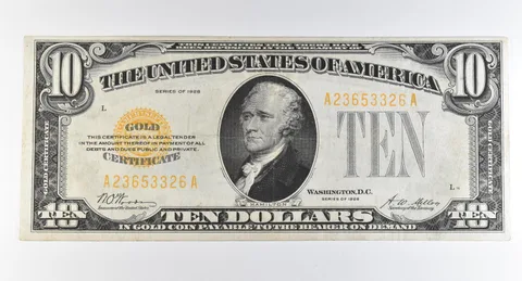 1928 $10 Gold Certificate Yellow Seal *8233