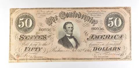 1864 $50 Confederate States Of America T-66 Large Note *8533