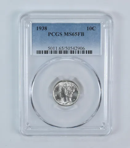 1938 Mercury Dime MS65 FB PCGS Blue Label