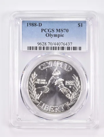 1988-D Olympic Torches Commemorative Silver Dollar MS70 PCGS