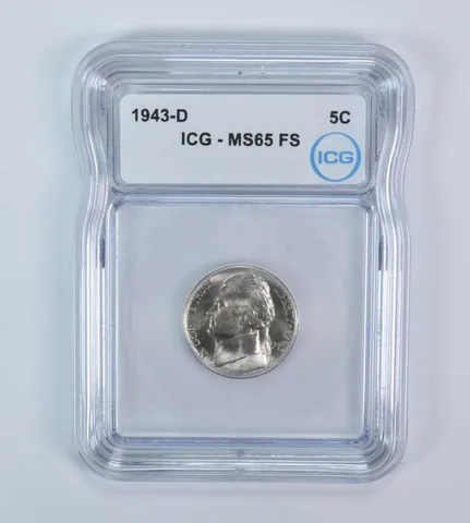 1943-D Jefferson Nickel MS65 FS ICG WTN War Silver