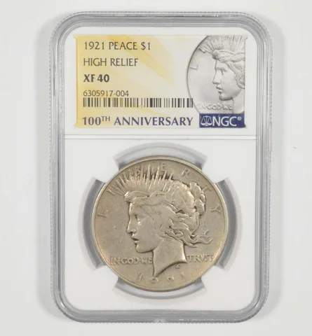 XF40 1921 Peace Silver Dollar High Relief 100th Anniversary NGC *7086