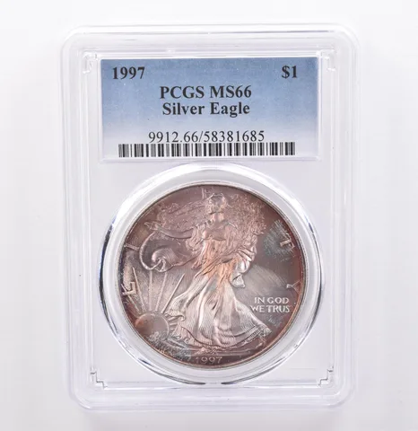 1997 American Silver Eagle MS66 PCGS Beautiful Tone *9257