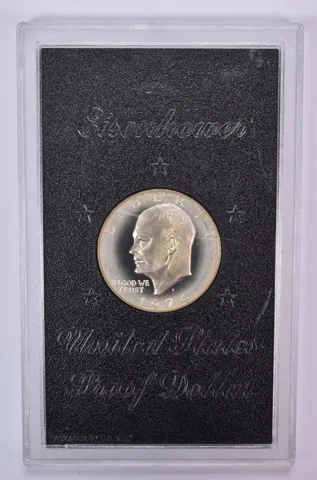 1974-S Eisenhower Dollar Proof in original OGP case 40% Silver Black Ike