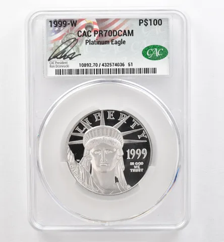 1999-W $100 American Platinum Eagle Ron Drzewucki 1 Oz PR70 DCAM CAC CACg *0364