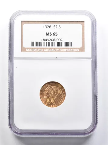 MS65 1926 $2.50 Indian Head Gold Quarter Eagle NGC *8410