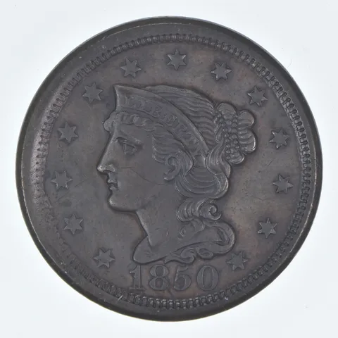 1850 Braided Hair Large Cent *7971