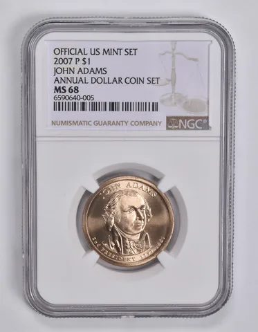 2007-P Presidential $1 John Adams Annual Set  MS68 NGC US Mint
