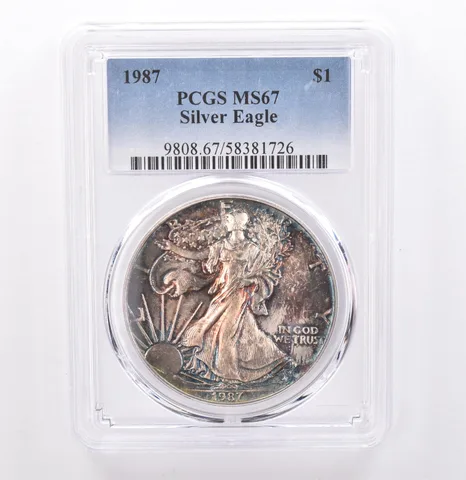 1987 American Silver Eagle MS67 PCGS Beautiful Tone *9287