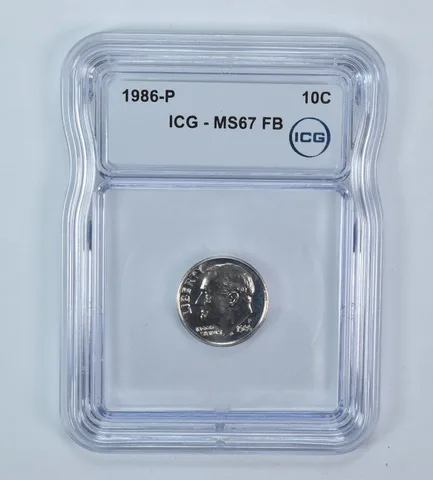1986-P Roosevelt Dime MS67 FB ICG
