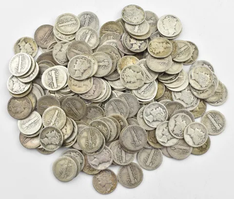 1927-D Mercury 90% Silver Dime Roll Lot of 50 PCS $5 Face