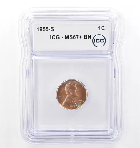 1955-S Lincoln Wheat Cent MS67+ BN ICG Beautiful Tone *7710