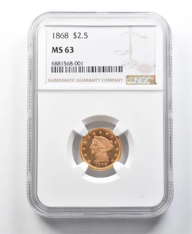 1868 $2.50 Liberty Head Gold MS63 PL Look Top Pop @ NGC *8541