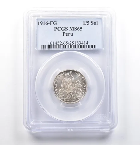 1916 FG Peru 1/5 Sol MS65 PCGS *6869