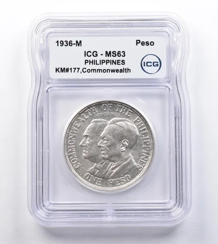 1936 M Philippines Peso Commonwealth KM#177 MS63 ICG *2017