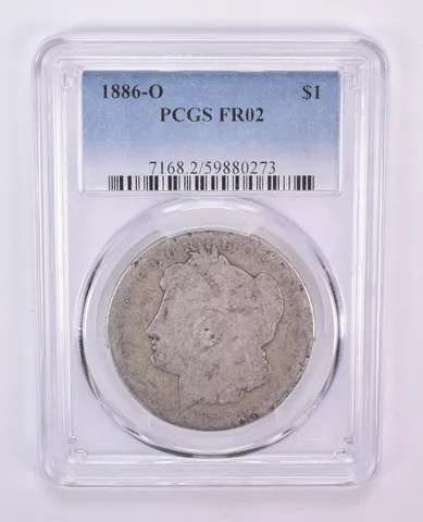 1886-O Morgan Silver Dollar FR02 PCGS Blue Label Lowball