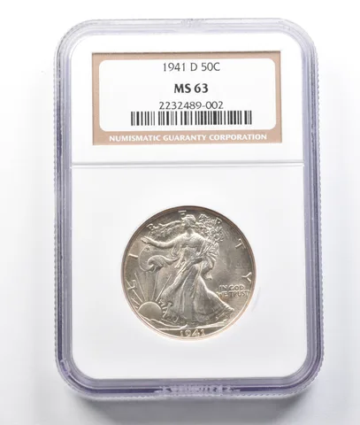 MS63 1941-D Walking Liberty Half Dollar NGC a8056