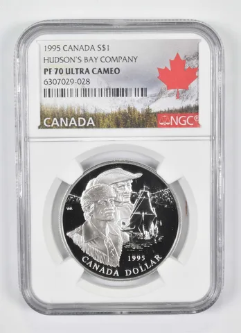 1995 Canada 1 Dollar Silver Hudson's Bay Company PF70 NGC Canada Lbl