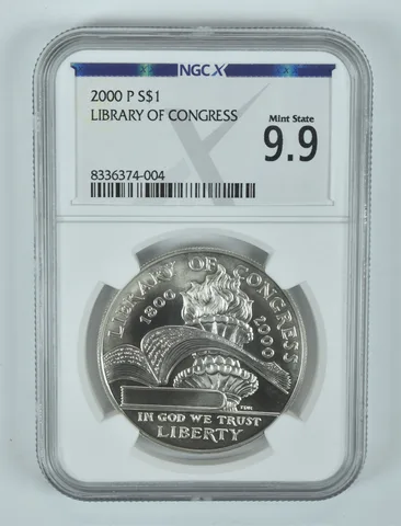 2000-P Library Of Congress Commemorative Silver Dollar Mint State 9.9 NGC X