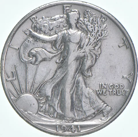 XF/AU 1941 Walking Liberty Half Dollar Polished 90% Silver