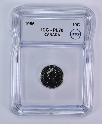 1986 Canada 10 Cents Bluenose PL70 ICG