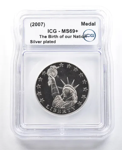(2007) Medal The Birth Of Our Nation Silver Plated MS69+ ICG *4882