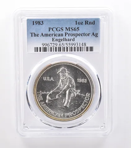1983 Engelhard American Prospector 1 Oz Silver MS65 PCGS Beautiful Tone a9223