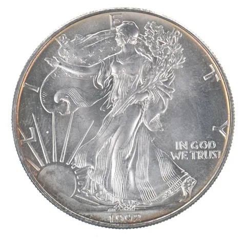 Beautiful Toned - 1992 American Silver Eagle 1 Troy Oz .999 Fine Silver *142
