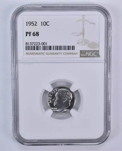 1952 Roosevelt Dime PF68 NGC Brown Label