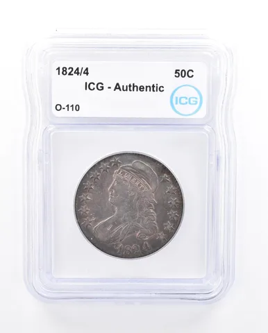 1824/4 Capped Bust Half Dollar O-110 Authentic ICG Beautiful Tone *5645