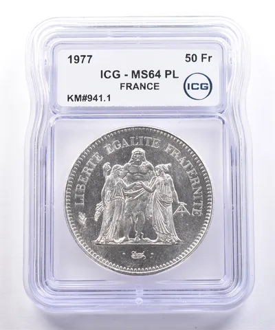 1977 France 50 Francs KM#941.1 MS64 PL ICG