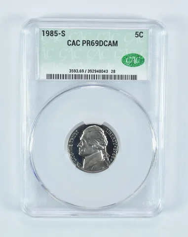 1985-S Jefferson Nickel PR69 DCAM CAC CACg