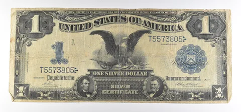 1899 $1 United States Black Eagle Silver Certificate Large Note Blue Seal *0860