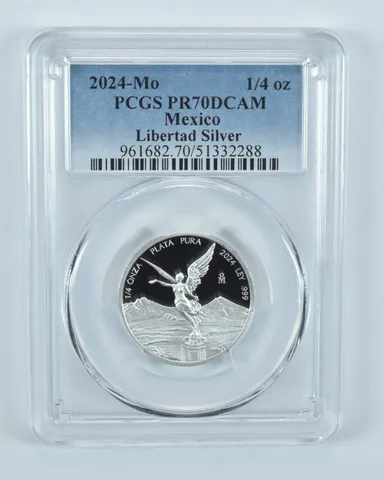 2024 Mo Mexico 1/4 Onza Silver Libertad PR70 DCAM PCGS Blue Label