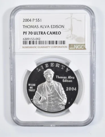 2004-P Thomas Edison Commemorative Proof Silver Dollar PF70 NGC