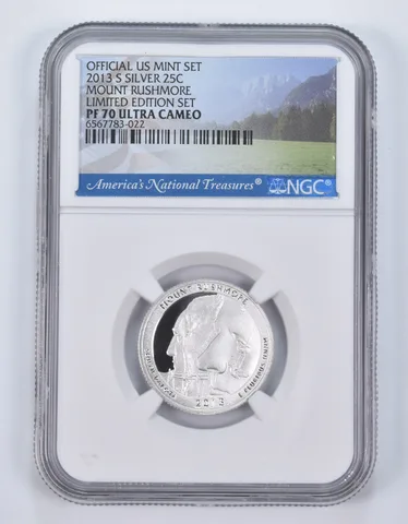 2013-S Silver PF70 ANT Mount Rushmore Quarter Limited Edition NGC