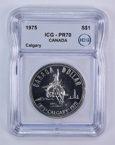 1975 Canada 1 Dollar Silver Calgary PR70 ICG