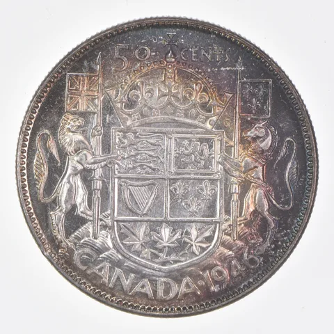 Better Date - 1946 Canada 50 Cents World Coin- Silver *439