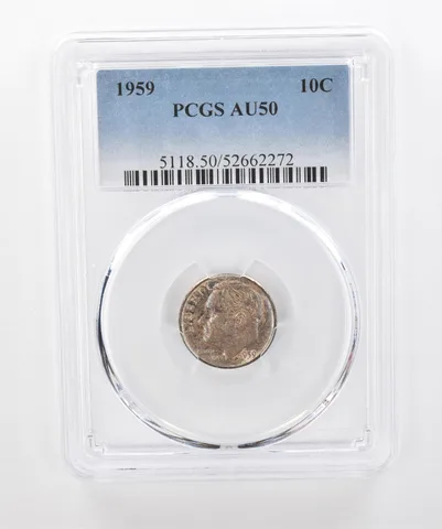 1959 Roosevelt Dime AU50 PCGS Beautiful Tone a1295