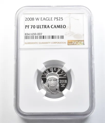 2008-W $25 American Platinum Eagle 1/4 Oz 0.25 Oz Platinum PF70 UCAM NGC *7873