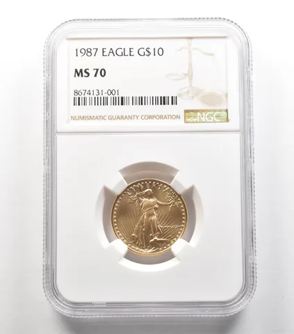 1987 $10 American Gold Eagle 1/4 oz MS70 NGC