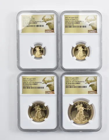 Set 2021-W $5/$10/$25/$50 Gold Eagle Type 1 DC Mint PF70 NGC Low Pop *9379