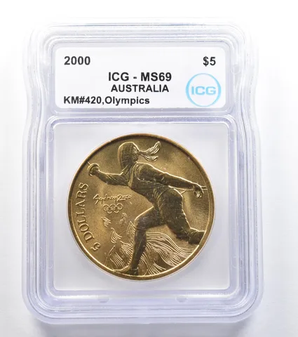 2000 Australia 5 Dollar Sydney Olympics Fencing KM#420 MS69 ICG *7904