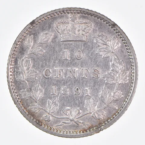 Better Date - 1891 Canada 10 Cents World Coin- Silver *185