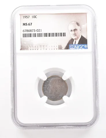 1957 Roosevelt Dime MS67 NGC Beautiful Tone *3395