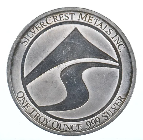 VINTAGE Art Bar/Round Silvercrest Metals Inc. 1 Oz. .999 Silver 1 T Oz *862
