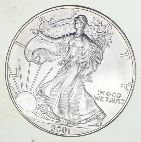 2001 Unc American Silver Eagle 1 Troy Oz .999 Fine Silver